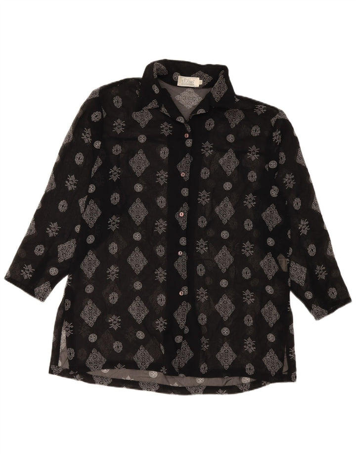 S.Oliver Γυναικείο πουκάμισο Longline Μπλούζα EU 36 Small Black Floral Polyester
