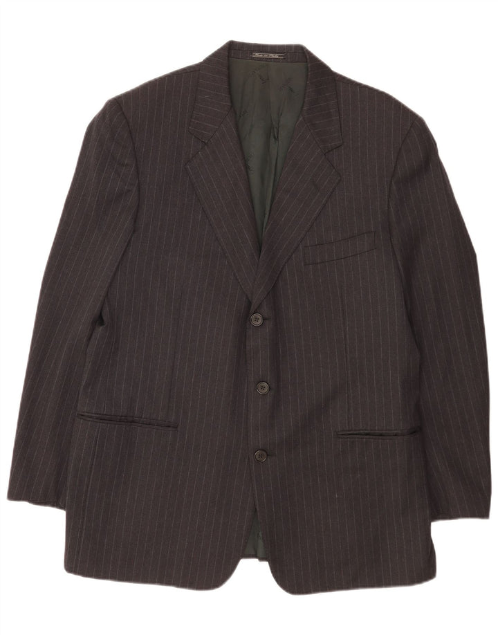 Trussardi Ανδρικό σακάκι σακάκι με 3 κουμπιά IT 52 XL παρθένο μαλλί με γκρι ρίγες