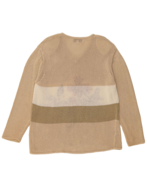 VINTAGE Γυναικείο πουλόβερ με λαιμόκοψη σε μεγάλο μέγεθος UK 14 Medium Beige Floral