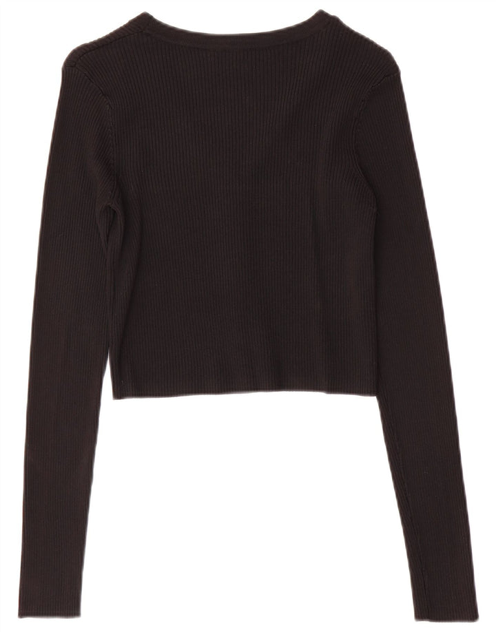 Zara Γυναικεία μακρυμάνικη ζακέτα UK 8 Small Black Polyamide