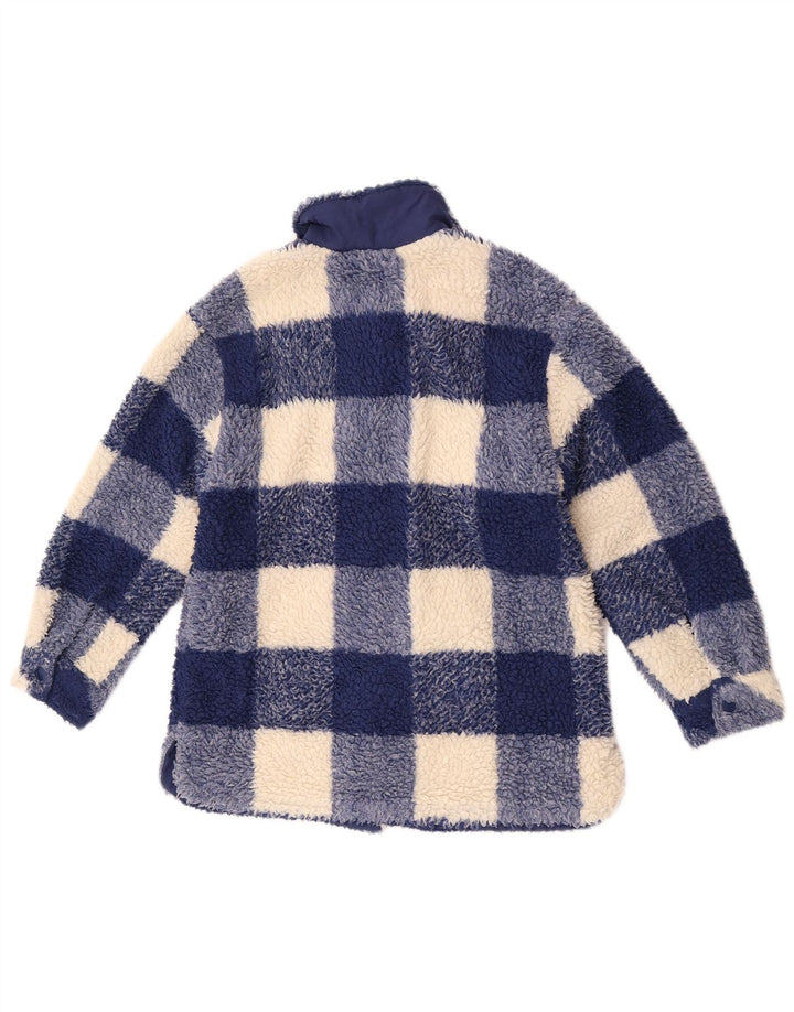 Zara Girls Fleece Jacket 11-12 Years Blue Gingham Polyester