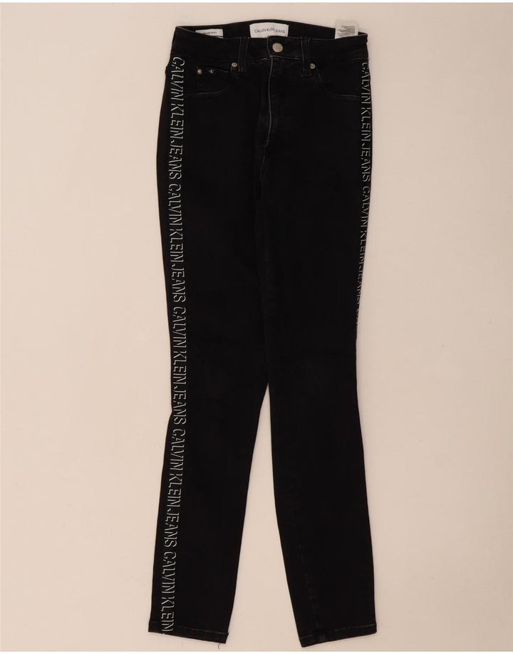CALVIN KLEIN Γυναικείο γραφικό Skinny Jeans W27 L30 Μαύρο βαμβακερό