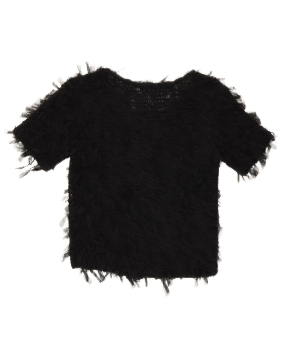 Zara Womens Crop See Through Μπλούζα Top UK 8 Small Black