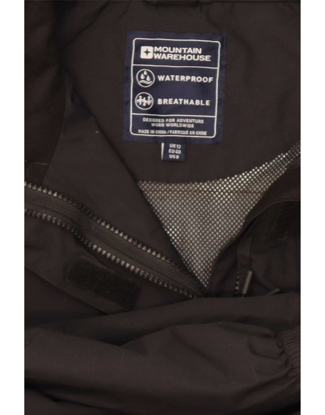 Mountain Warehouse Γυναικείο μπουφάν βροχής με κουκούλα UK 12 Medium Black Polyester