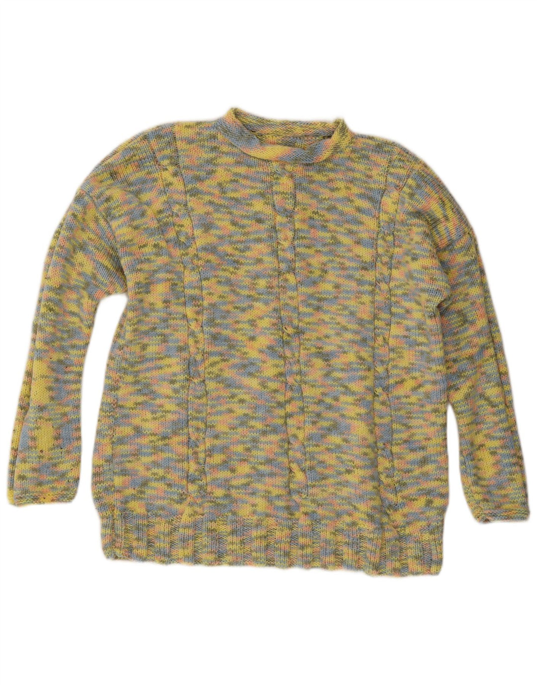 Vintage γυναικείο πουλόβερ με λαιμό χελώνα UK 14 Μεγάλες κίτρινες μύτες