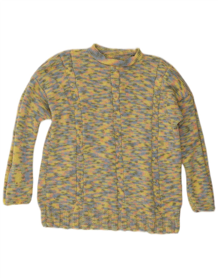 Vintage γυναικείο πουλόβερ με λαιμό χελώνα UK 14 Μεγάλες κίτρινες μύτες