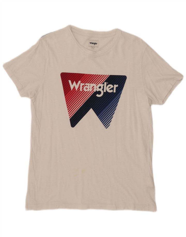 Ανδρικό γραφικό T-Shirt Wrangler Top από μεσαίο λευκό βαμβακερό