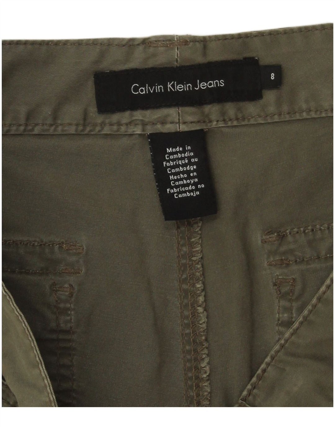 Γυναικεία βερμούδα Calvin Klein US 8 Medium W30 Χακί βαμβακερό