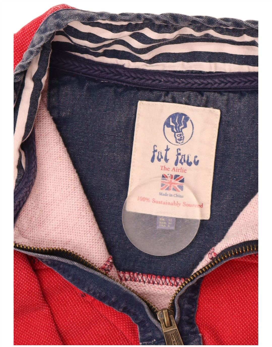 FAT FACE Γυναικείο φούτερ με φερμουάρ Jumper UK 12 μεσαίο κόκκινο βαμβακερό