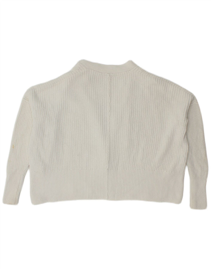 WHISTLES Γυναικείο πουλόβερ ανοιχτό Crop ανοιχτό UK 6 XS Λευκό βαμβακερό