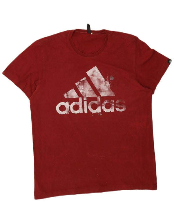 Ανδρικό γραφικό T-Shirt Adidas Top μεγάλο κόκκινο βαμβακερό