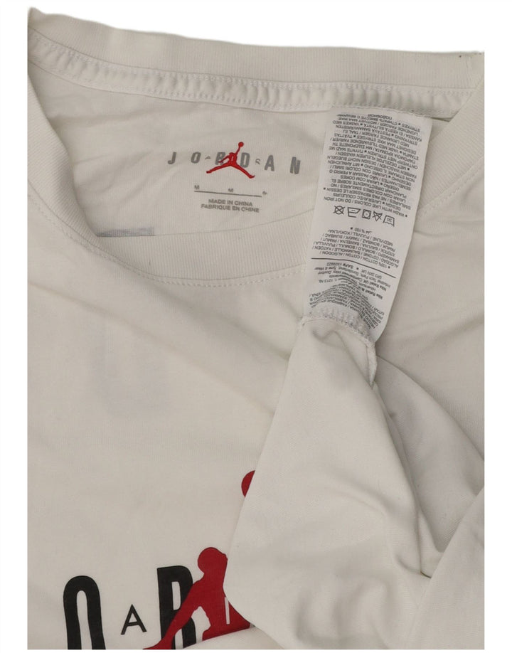 JORDAN Ανδρικό γραφικό T-Shirt Top Μεσαίο λευκό βαμβακερό