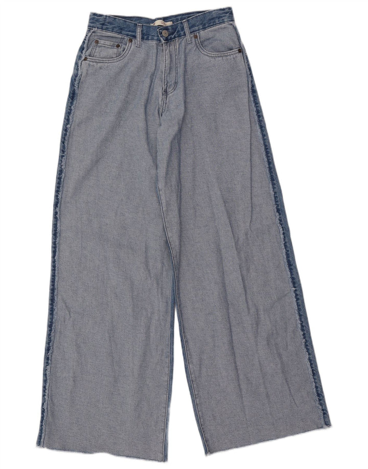 LEVI'S Girls Wide Leg Jeans 13-14 ετών W26 L31 Blue Colourblock Βαμβακερό