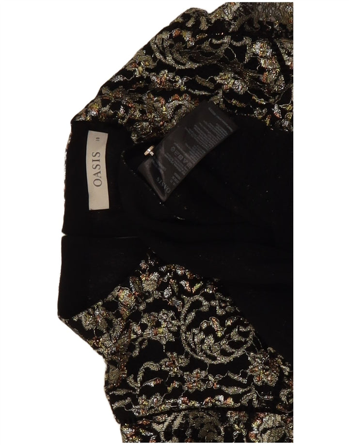 Γυναικεία μπλούζα Oasis Top UK 10 Small Black Floral Viscose