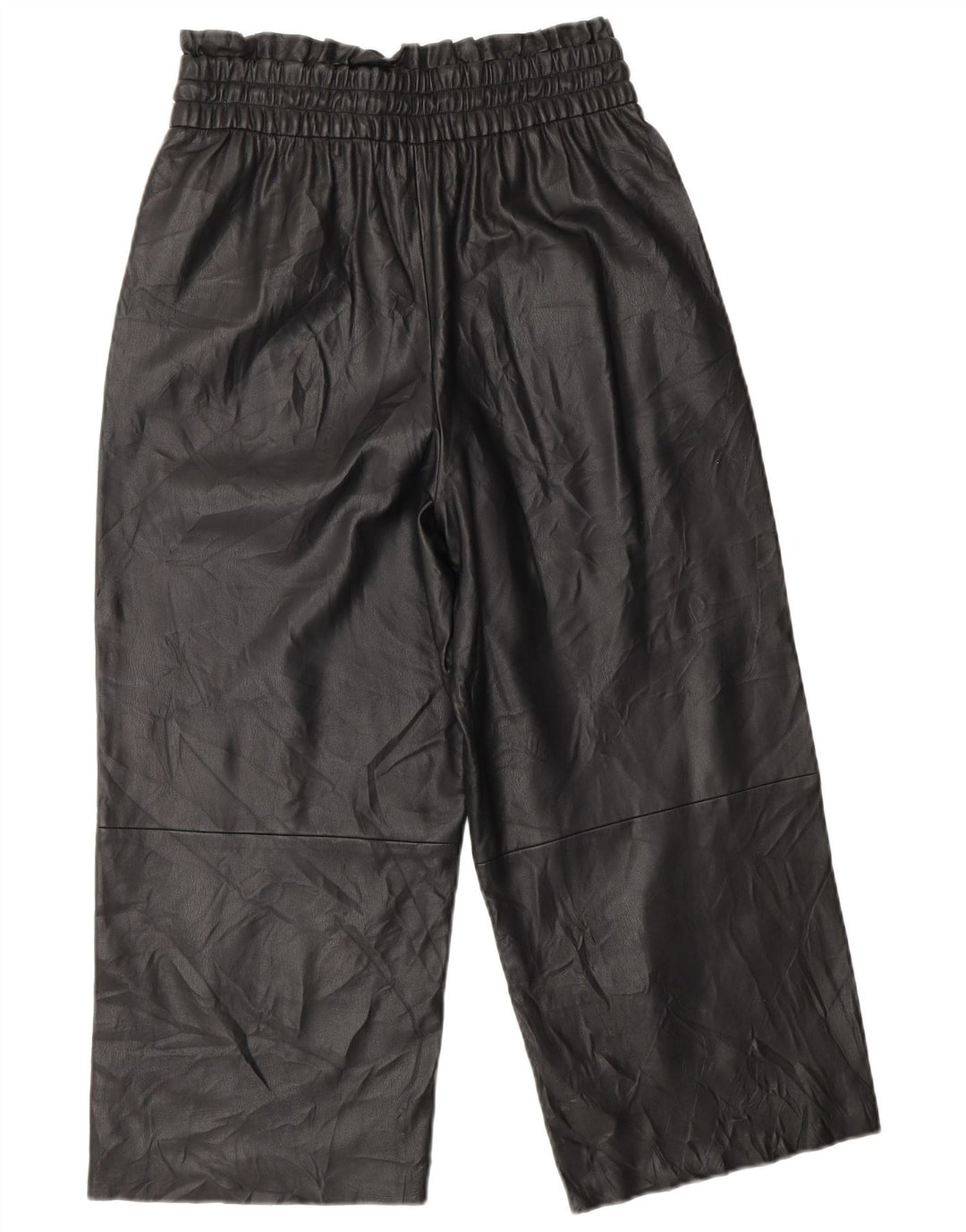 Γυναικείο παντελόνι ZARA Crop Wide Leg Faux Leather XS W25 L20 Μαύρο