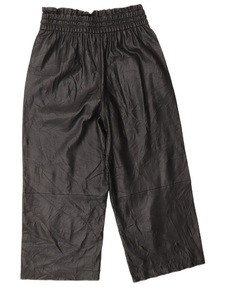 Γυναικείο παντελόνι ZARA Crop Wide Leg Faux Leather XS W25 L20 Μαύρο