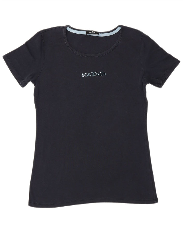 Max & Co. Γυναικείο γραφικό T-Shirt Top UK 10 Small Navy Blue