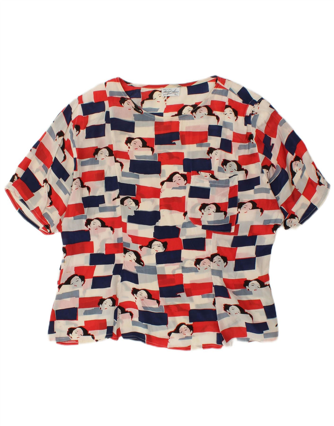 VINTAGE Γυναικεία Γραφική Μπλούζα Τοπ UK 18 XL Πολύχρωμη Acetate