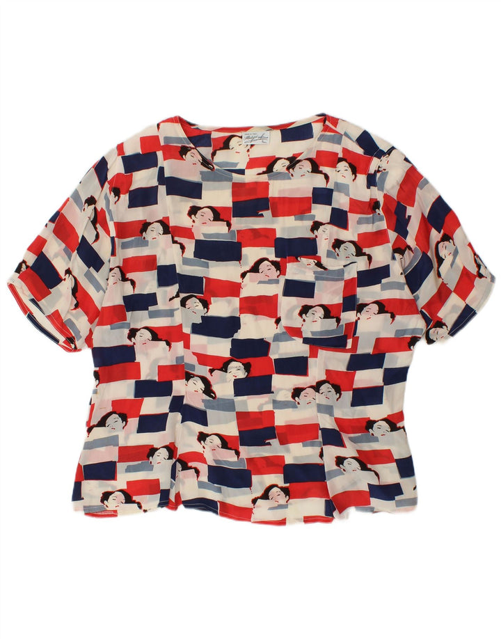 VINTAGE Γυναικεία Γραφική Μπλούζα Τοπ UK 18 XL Πολύχρωμη Acetate