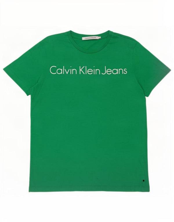 Calvin Klein Jeans Ανδρικό γραφικό T-Shirt Top Μεσαίο πράσινο βαμβακερό