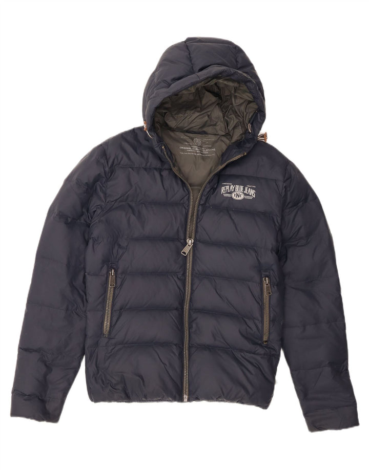 Ανδρικό μπουφάν με κουκούλα Replay UK 38 Medium Navy Blue