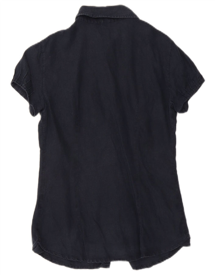 Armani γυναικείο κοντομάνικο πουκάμισο UK 10 Small Navy Blue