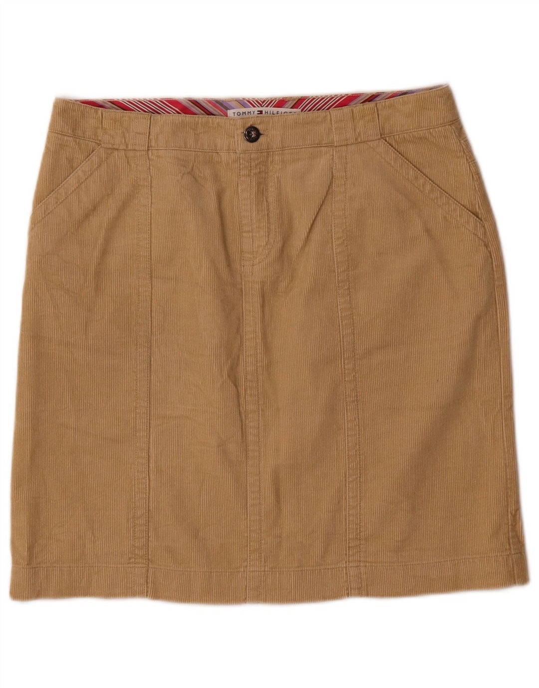 Tommy Hilfiger Γυναικεία κοτλέ φούστα US 8 Medium W32 Μπεζ βαμβακερή