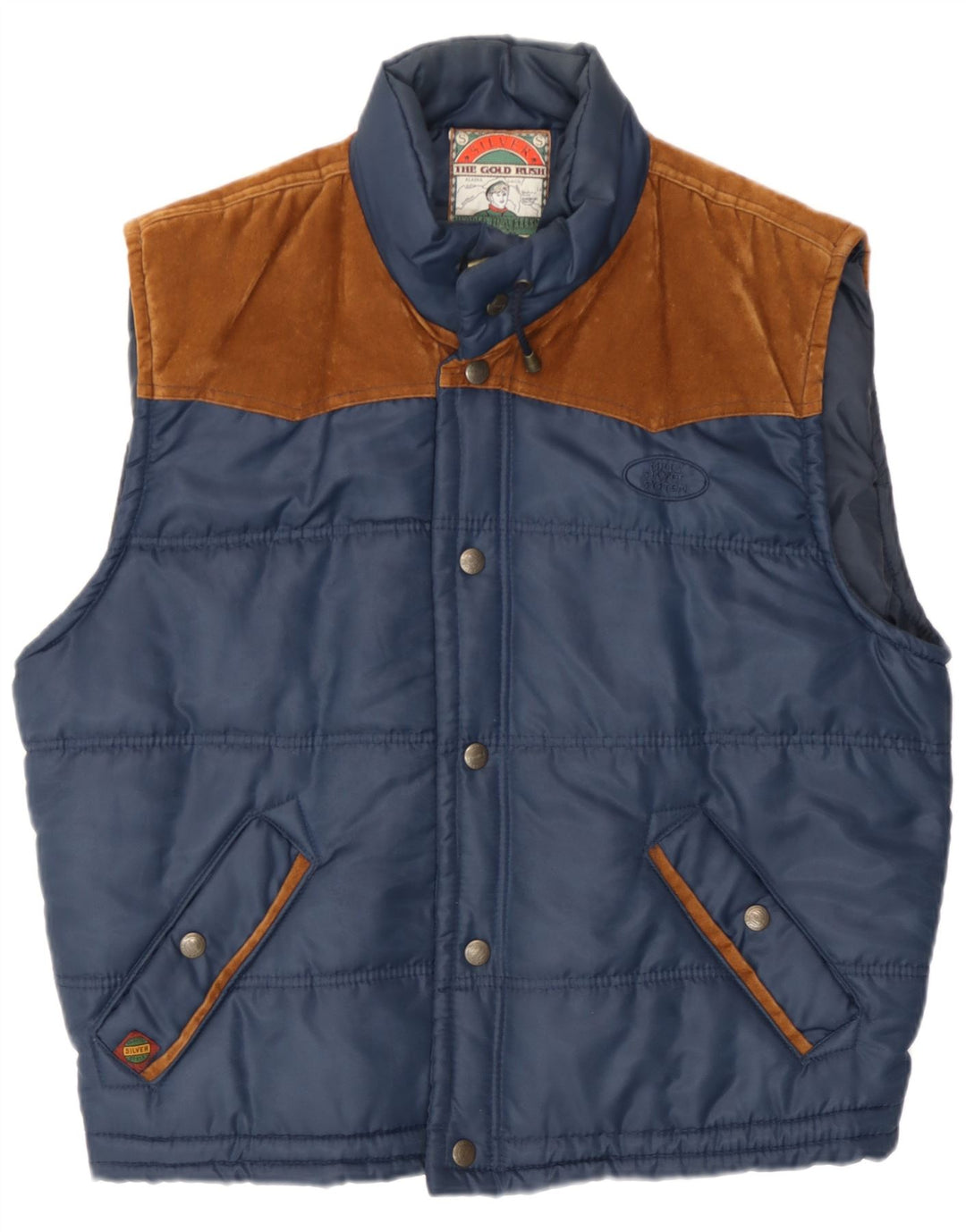 Vintage ανδρικό padded Gilet UK 38 Medium Navy Blue Polyester
