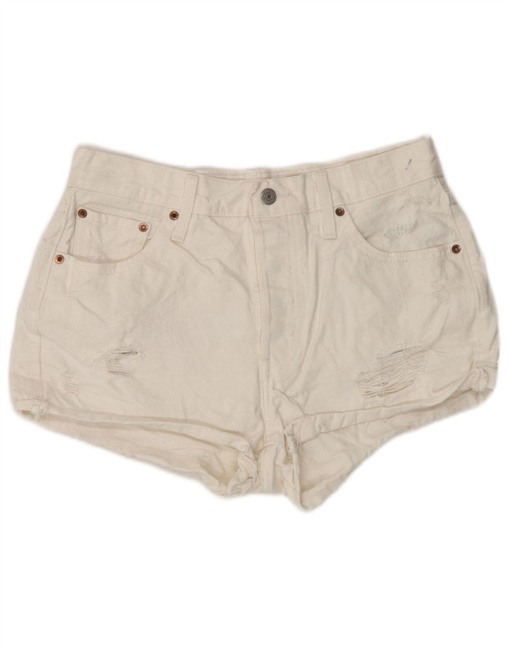 Levi's Womens 501 High Waist Distressed τζιν σορτς W30 μεσαίο λευκό
