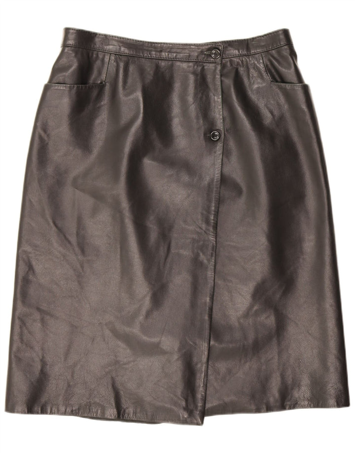 Vintage Γυναικεία Δερμάτινη Φούστα IT 46 Large W30 Μαύρη