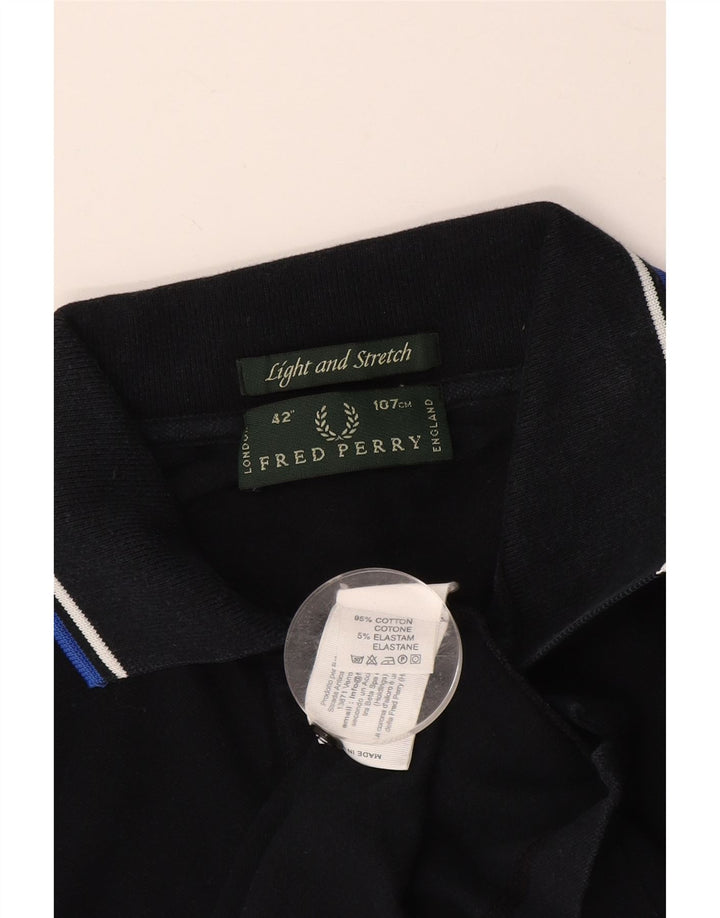 FRED PERRY Ανδρικό πουκάμισο πόλο ανοιχτό και ελαστικό, μεσαίο μπλε βαμβακερό