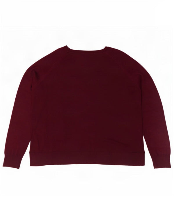 Zara Γυναικείο πουλόβερ με λαιμόκαυστο UK 16 Large Maroon Viscose