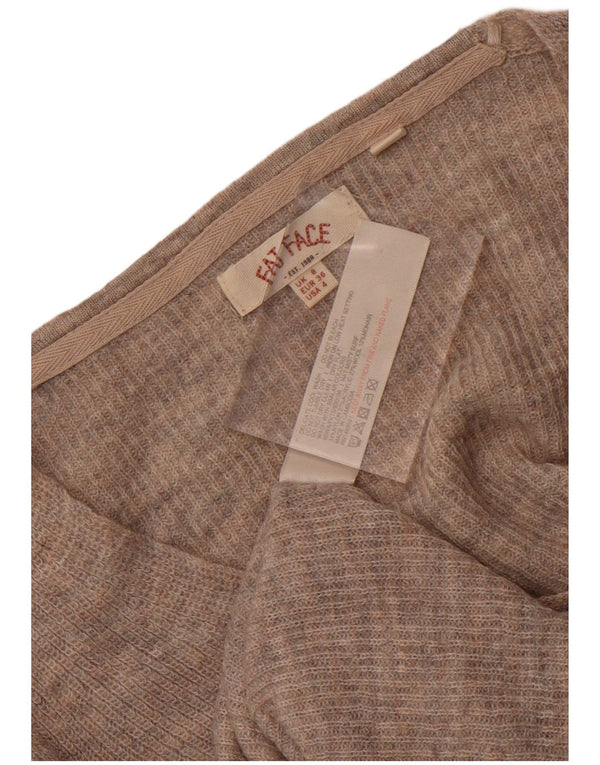 Γυναικείο πουλόβερ με λαιμόκοψη με λαιμόκοψη σε λίπος UK 8 μικρό μπεζ νάιλον