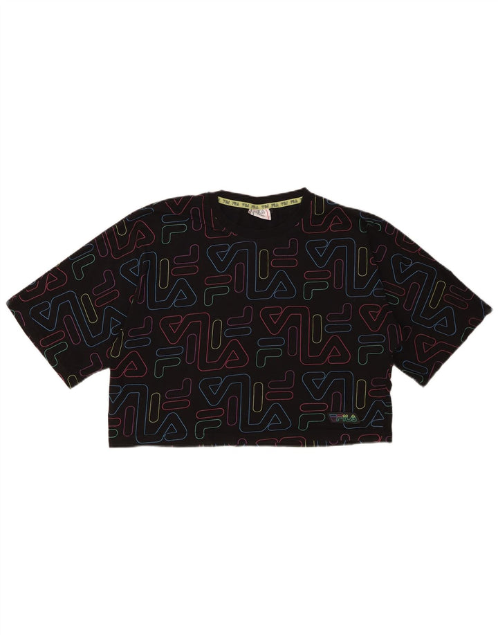 FILA Girls Crop Graphic T-Shirt Top 15-16 ετών μαύρο βαμβακερό