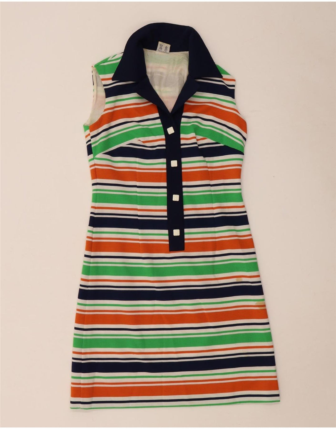 Trevira γυναικείο αμάνικο φόρεμα πόλο UK 12 μεσαίο πολύχρωμο ριγέ