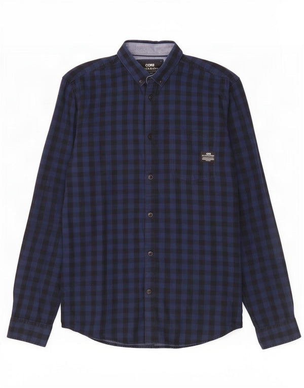 Jack & Jones Ανδρικά ρούχα εργασίας πουκάμισο Μικρό Navy Blue Gingham Cotton