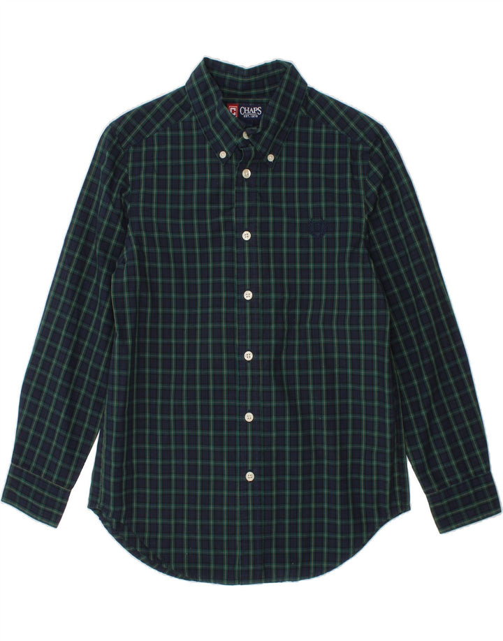 CHAPS Boys Shirt 10-11 Years Medium  Navy Blue Check Cotton Vintage Chaps and Second-Hand Chaps from Messina Hembry 