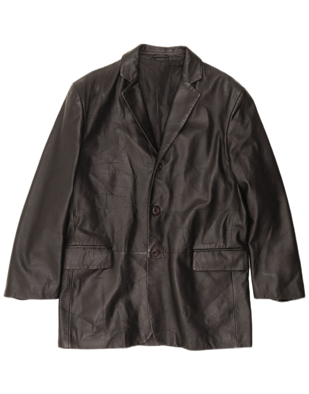 VINTAGE Ανδρικό Δερμάτινο Μπουφάν IT 50 Μεγάλο Δερμάτινο Μαύρο