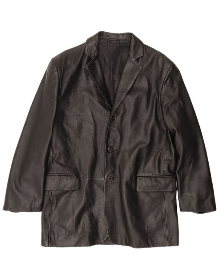 VINTAGE Ανδρικό Δερμάτινο Μπουφάν IT 50 Μεγάλο Δερμάτινο Μαύρο