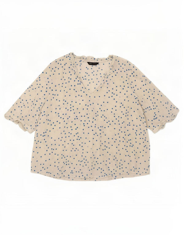 Γυναικεία μπλούζα Marks & Spencer Top UK 22 3XL Λευκή πουά βισκόζη