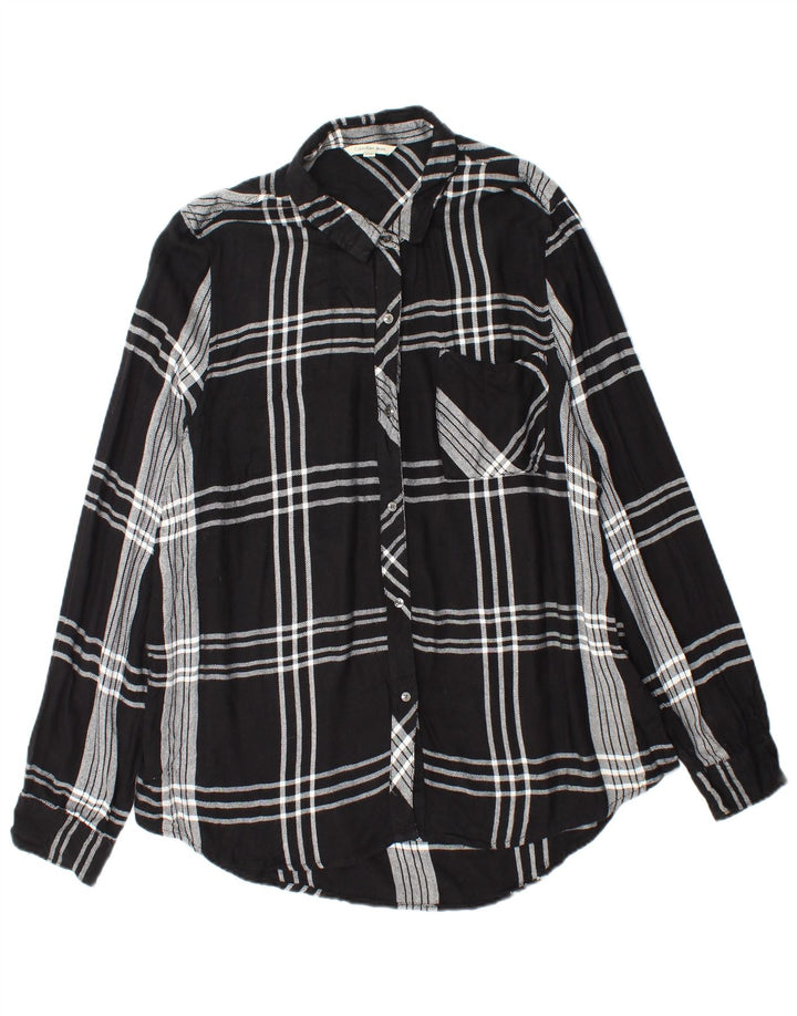 CALVIN KLEIN JEANS Γυναικείο φανελένιο πουκάμισο UK 18 XL μαύρο καρό ρεγιόν