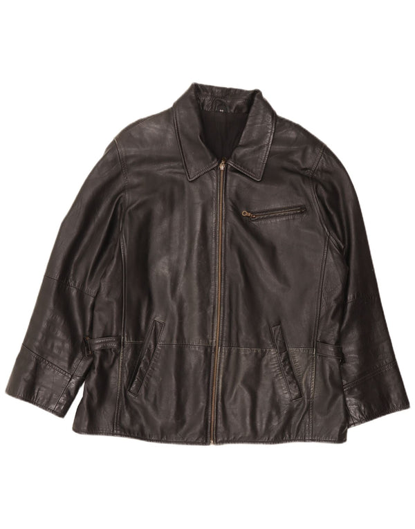 Vintage Γυναικείο Δερμάτινο Μπουφάν UK 18 XL Μαύρο Δερμάτινο
