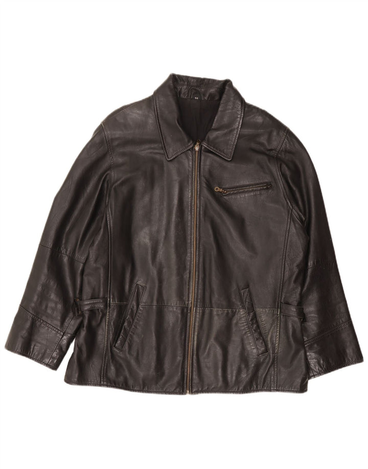 Vintage Γυναικείο Δερμάτινο Μπουφάν UK 18 XL Μαύρο Δερμάτινο