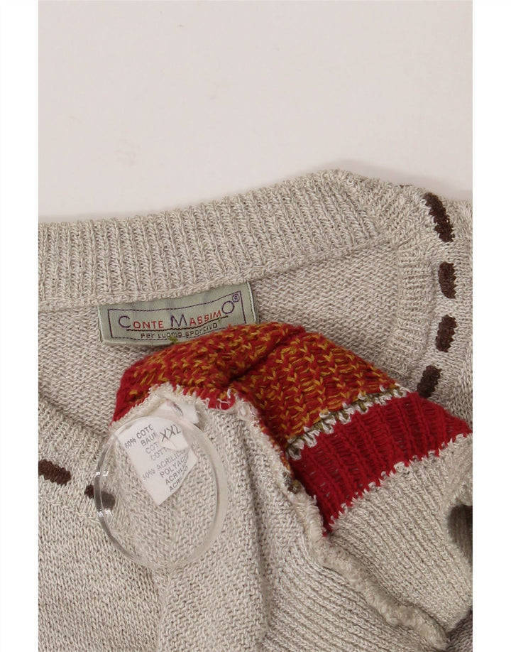 Ανδρικό πουλόβερ Conte Massimo Crew Neck Jumper 2XL Γκρι γεωμετρικό βαμβακερό