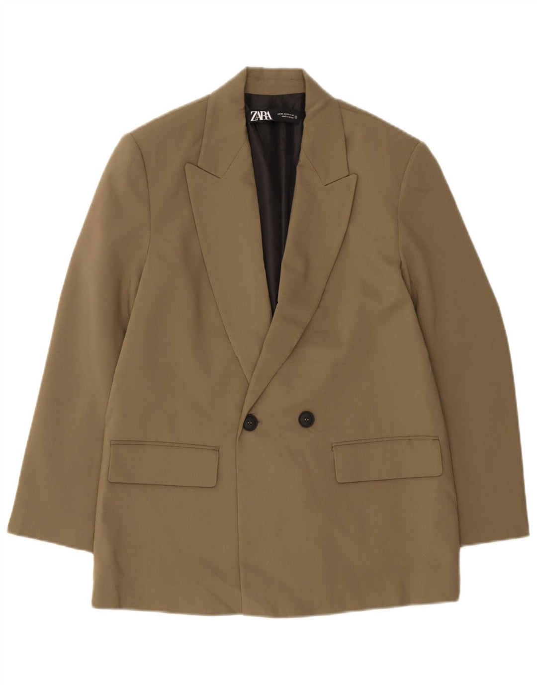 Zara Ανδρικό σακάκι Blazer με διπλό στήθος UK 34 XS Khaki Polyester