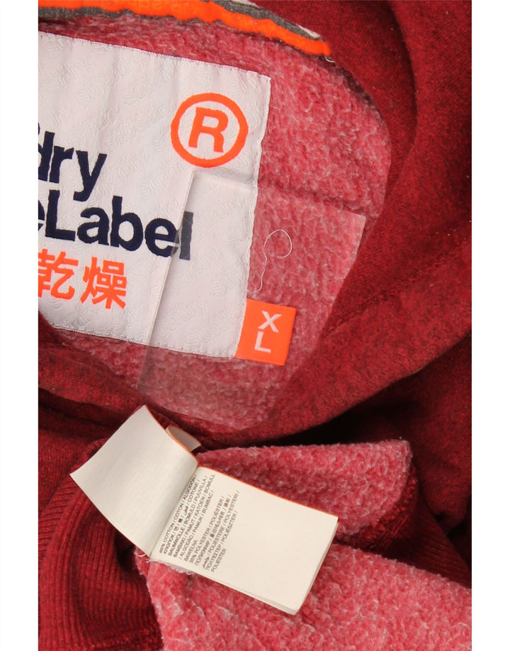 SUPERDRY Ανδρικό φούτερ με κουκούλα XL Βαμβακερό βαμβάκι από μπορντό