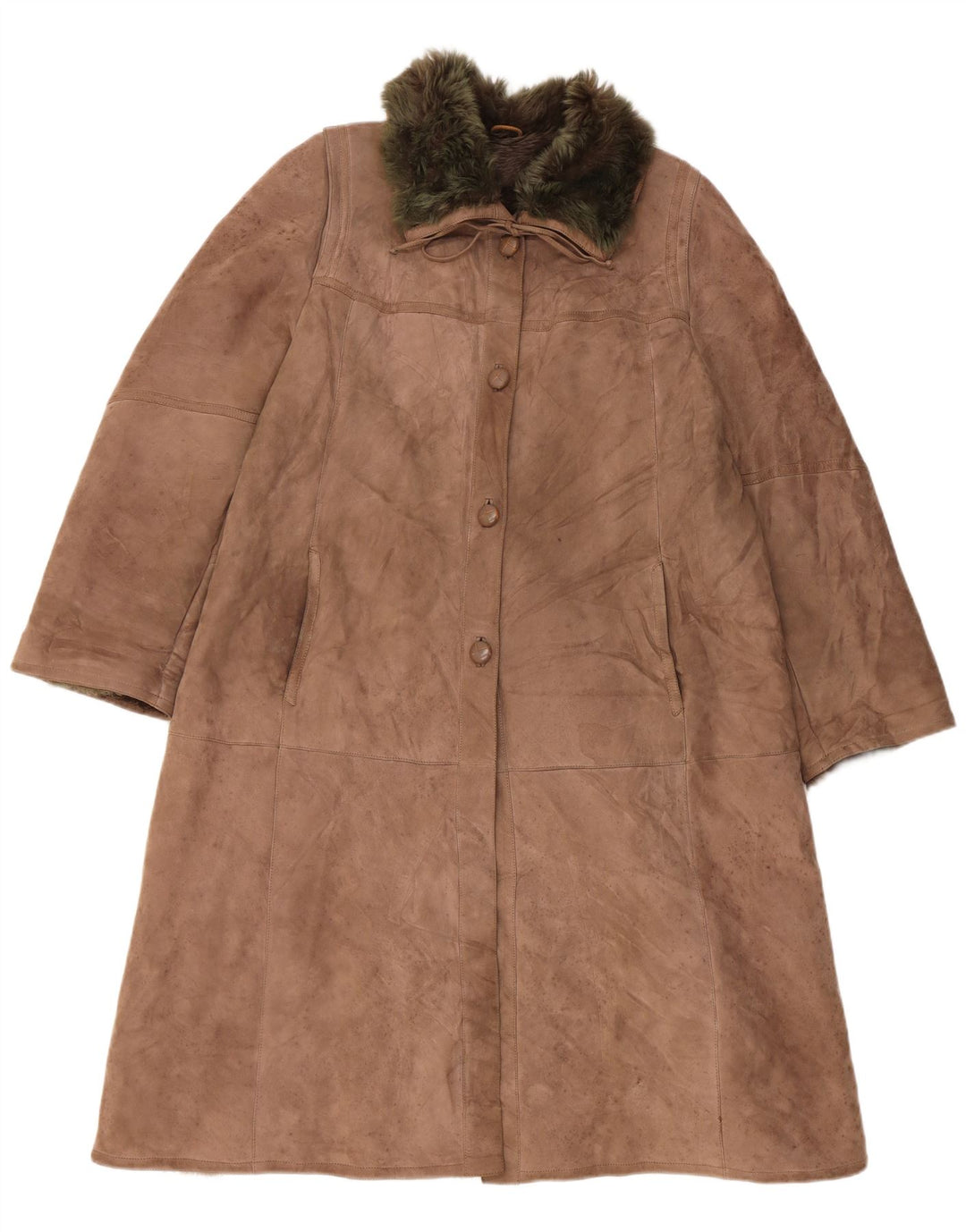 VINTAGE Γυναικείο Παλτό Shearling UK 14 Large Beige