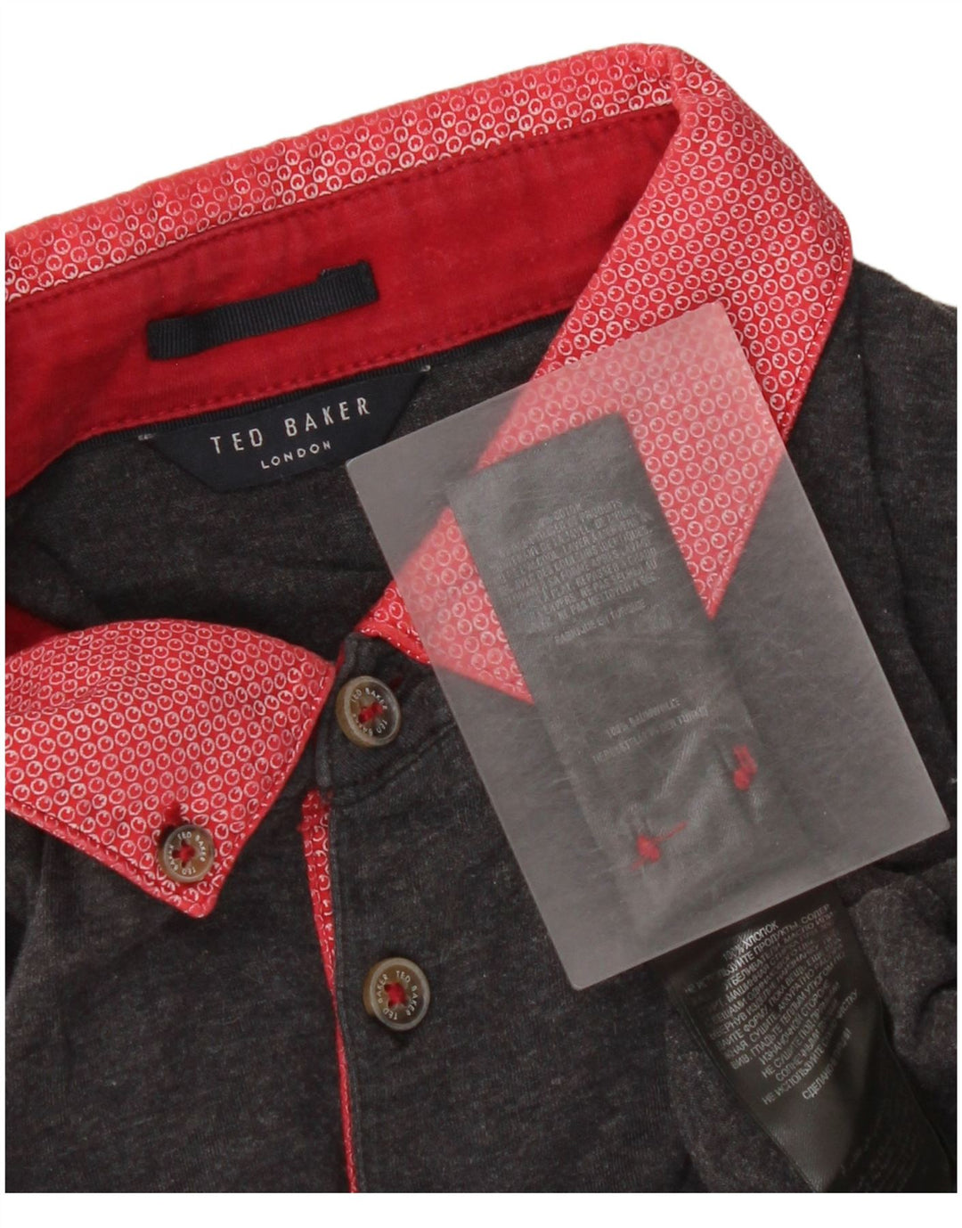 Ted Baker Ανδρικό πουκάμισο πόλο XS Γκρι βαμβακερό χρώμα
