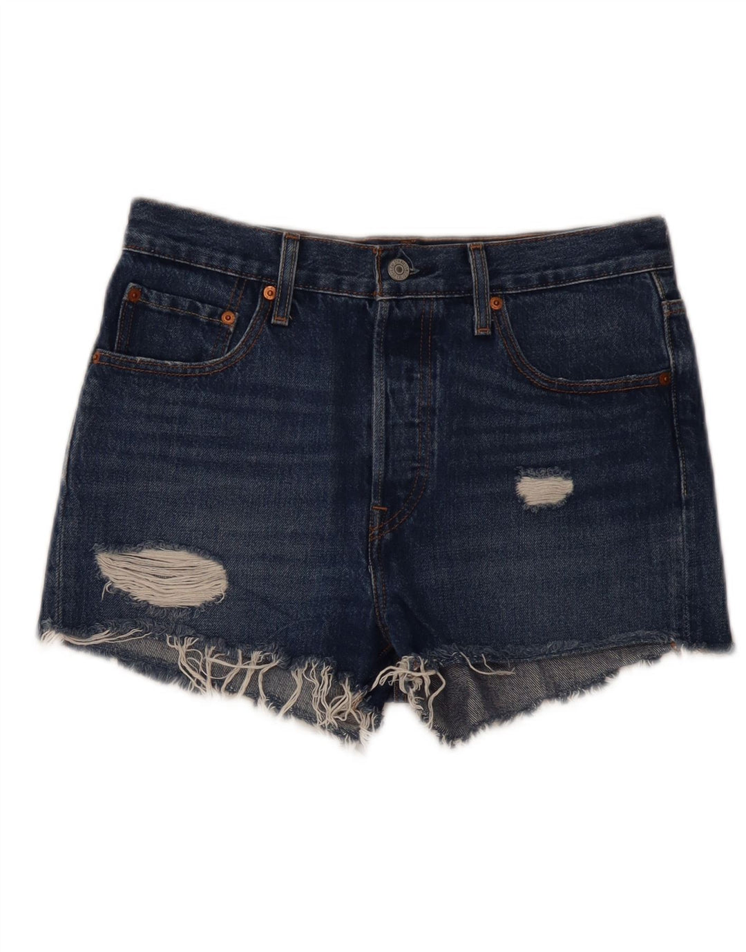 Levi's Womens 501 Distressed Denim Short W27 Small Navy Blue Cotton