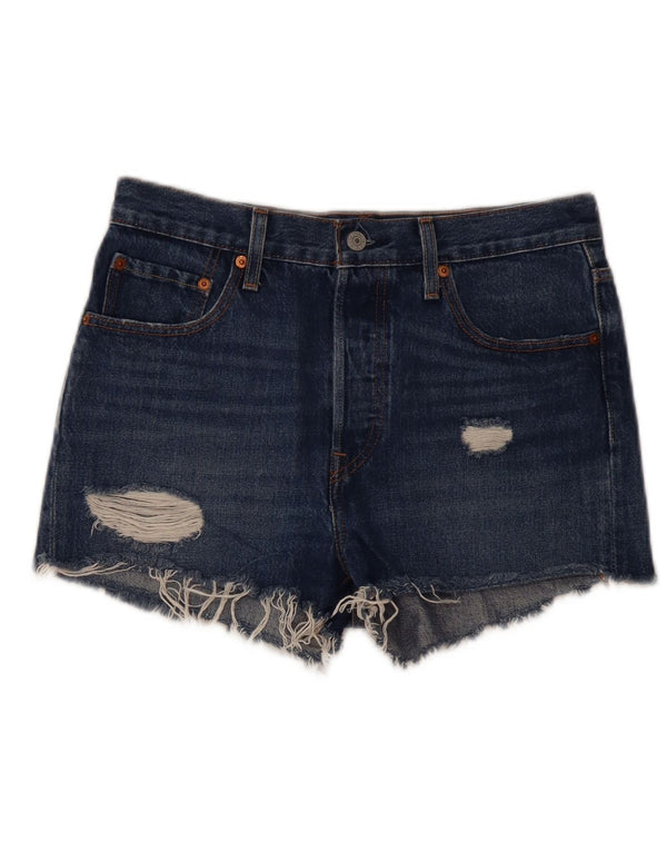 Levi's Womens 501 Distressed Denim Short W27 Small Navy Blue Cotton